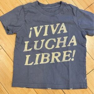 LIKE NEW! Peek Light Gray “VIVA LUCHA LIBRE” Kids Cotton Tee Shirt Sz XS 2/3